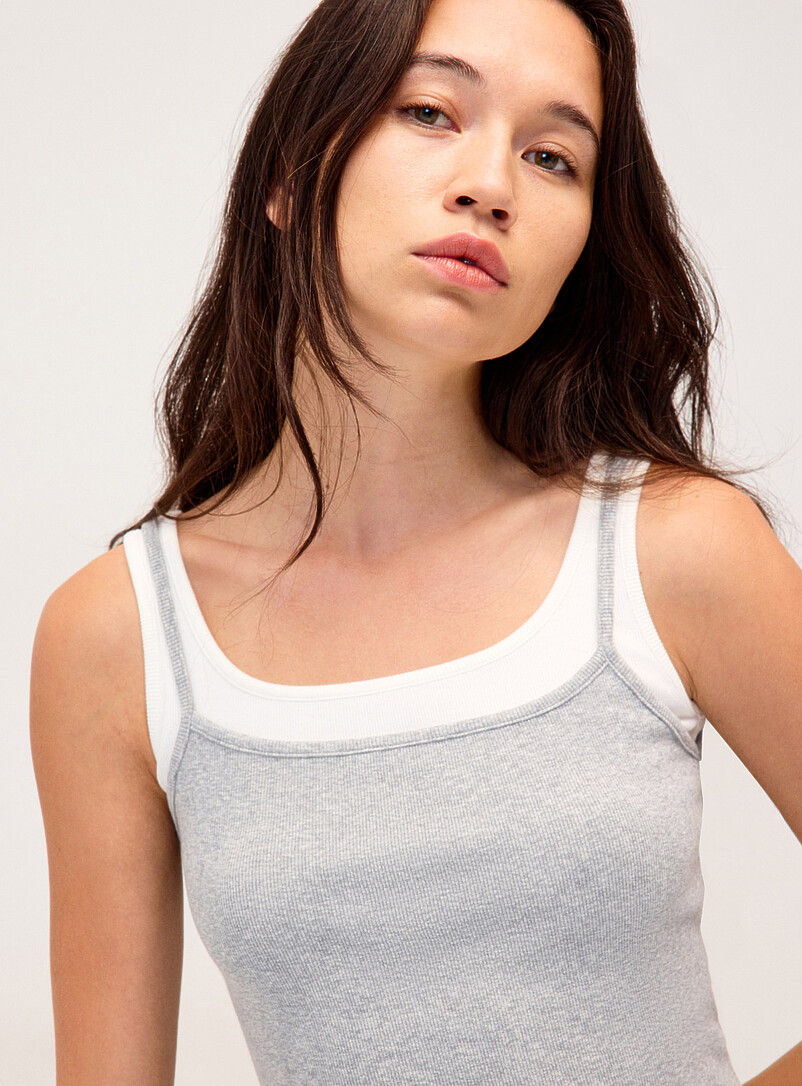 Twik Purple Layered effect cropped cami for women