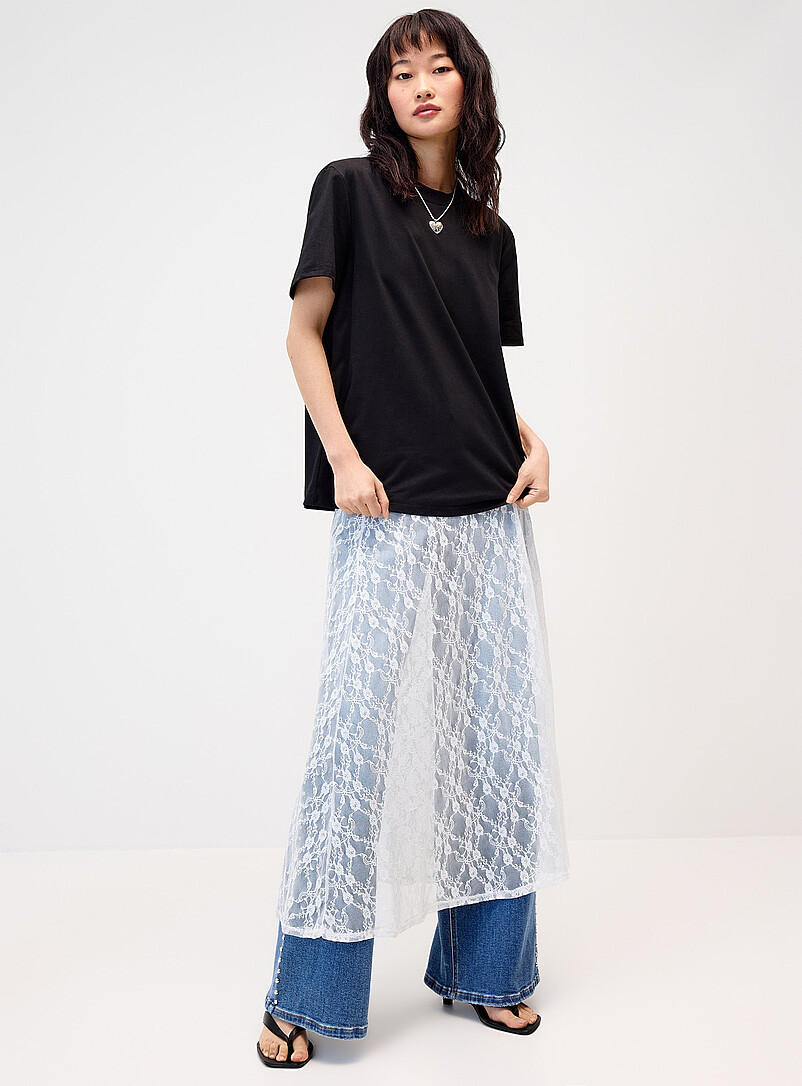 Twik: Le t-shirt ample ailes strass Noir pour femme