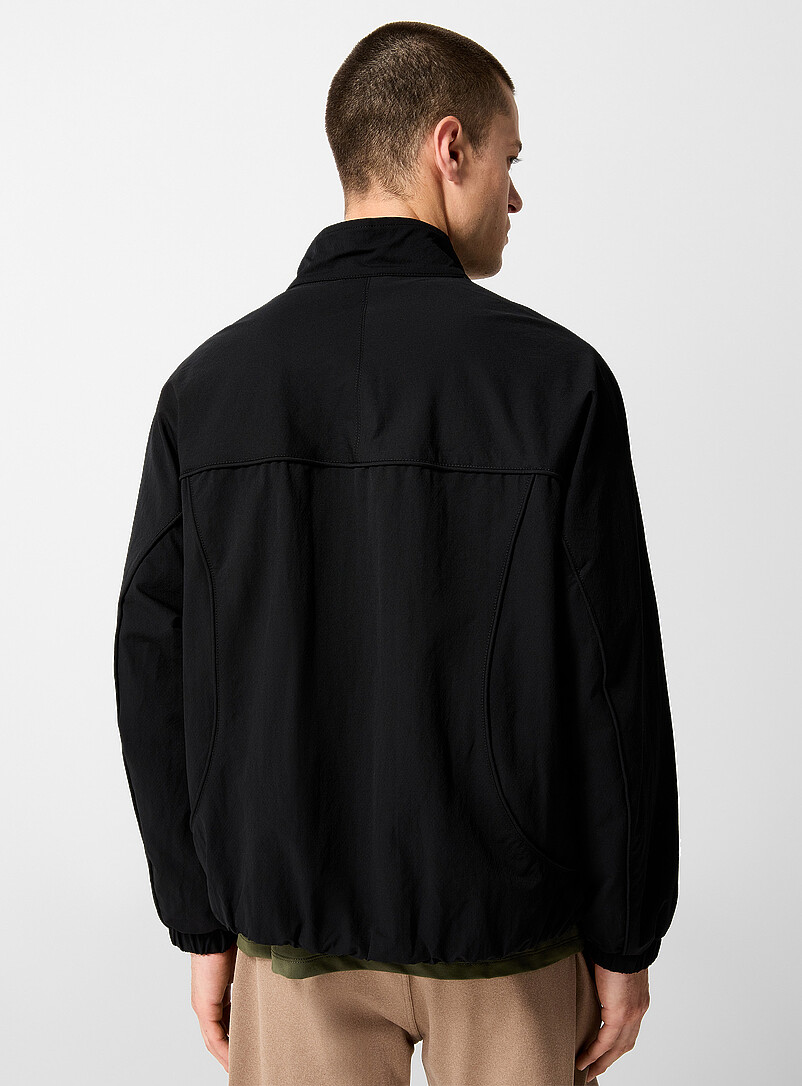 I.FIV5 Black Crisp fabric trimmed windbreaker for men