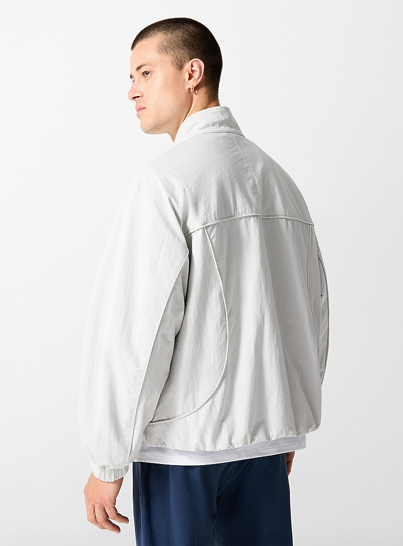 I.FIV5 Black Crisp fabric trimmed windbreaker for men
