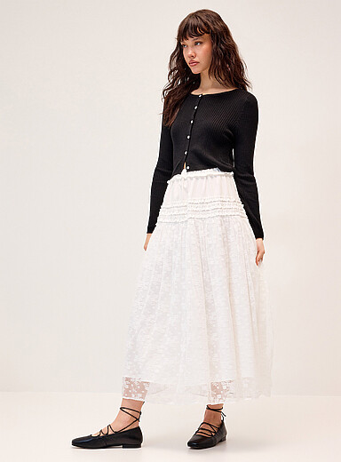 La jupe maxi popeline et dentelle