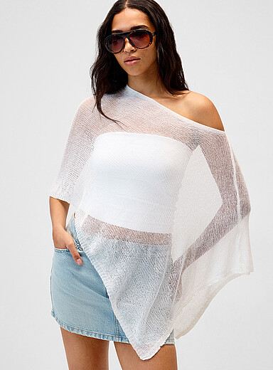 Le poncho asym&eacute;trique jersey flamm&eacute;