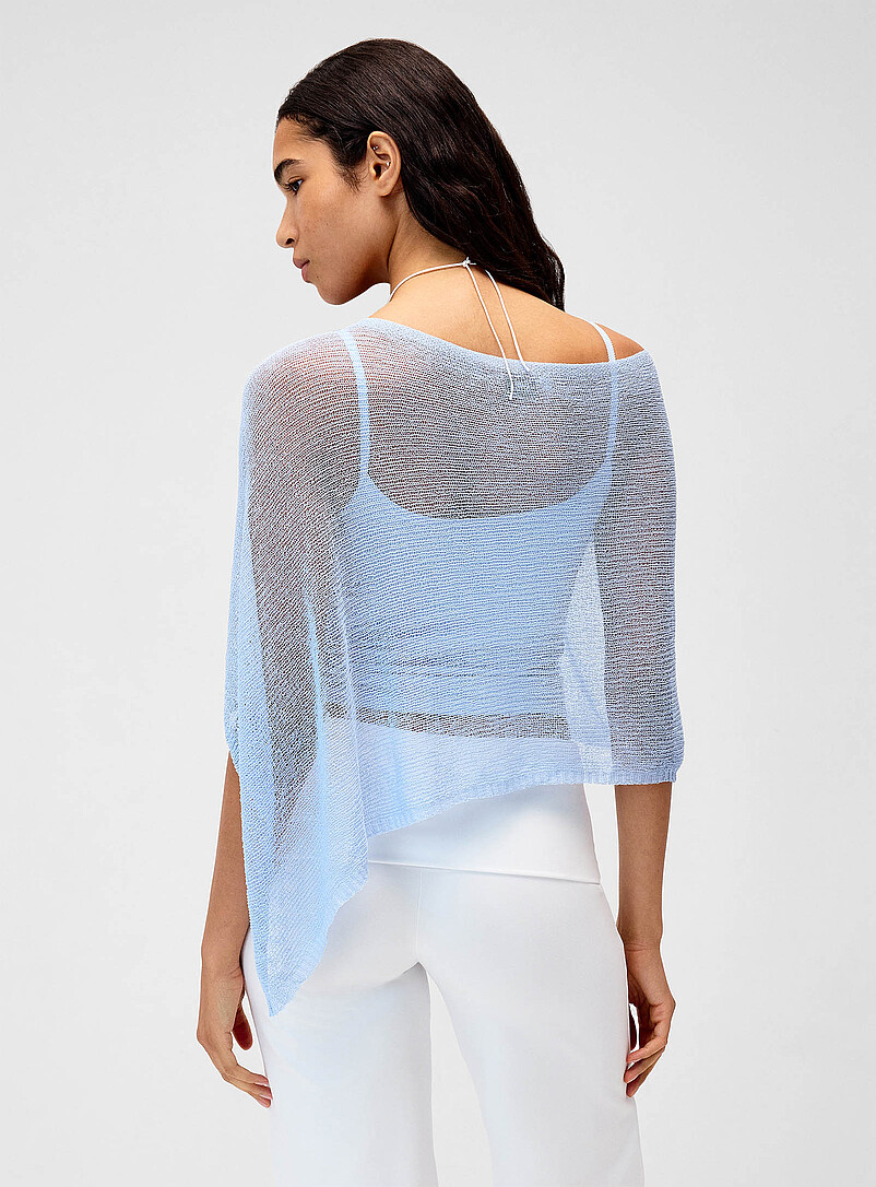 Twik: Le poncho asym&eacute;trique jersey flamm&eacute; Bleu p&acirc;le - Bleu ciel pour femme