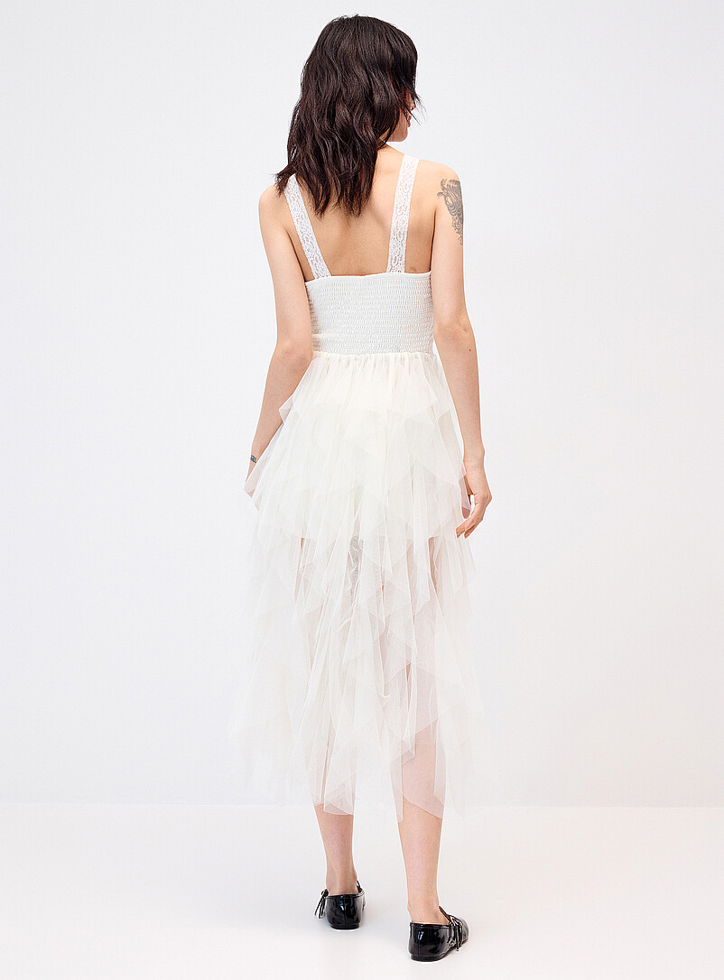 Twik Black Asymmetrical high-low hem organza dress for women