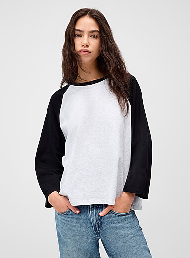 Twik Black Loose baseball T-shirt for women
