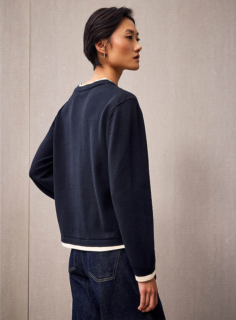 Contemporaine Grey Overlaid effect scoop neck sweater for women
