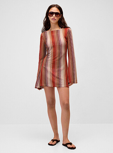 Arrow-stripe crochet dress