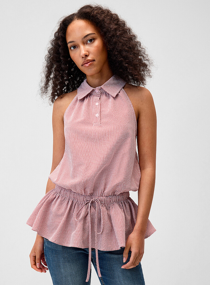 Twik: La camisole chemise taille basque Bleu p&acirc;le - Bleu ciel pour femme
