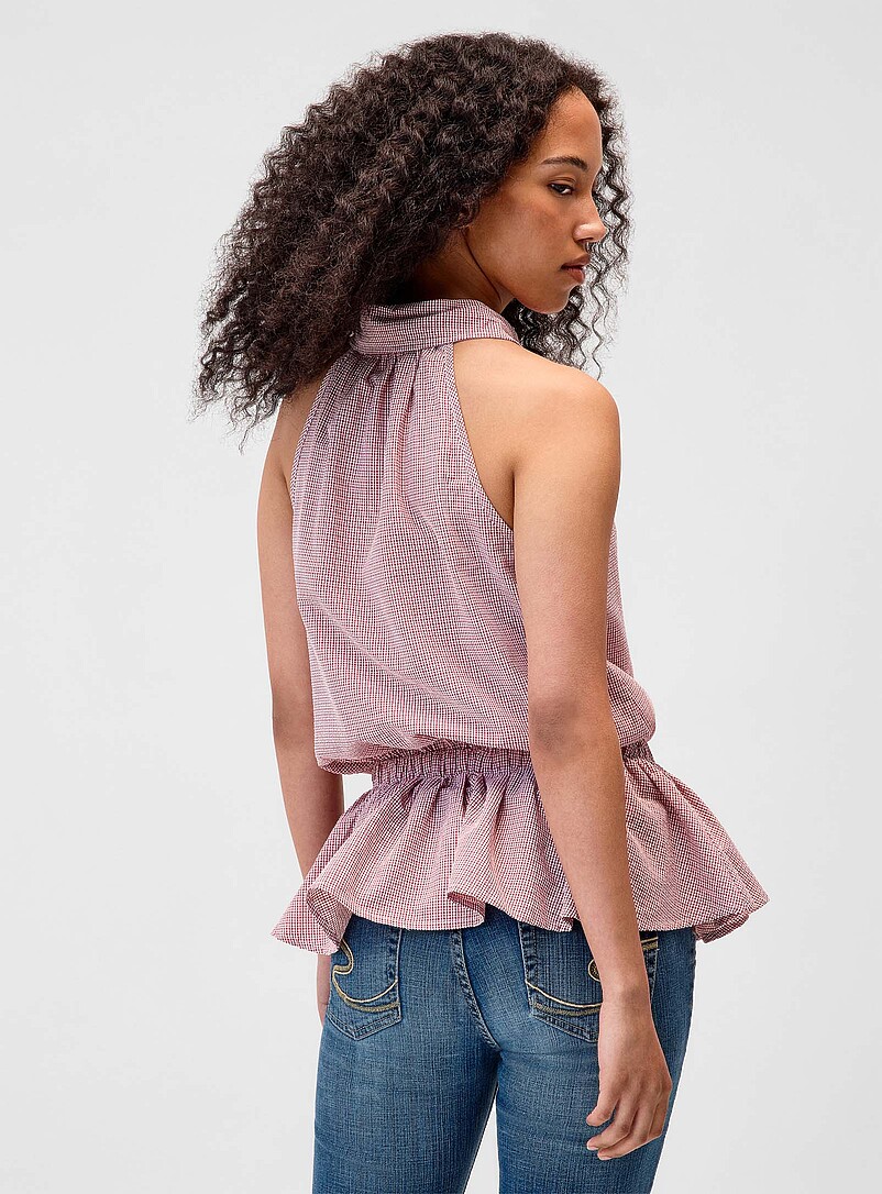 Twik: La camisole chemise taille basque Bleu p&acirc;le - Bleu ciel pour femme