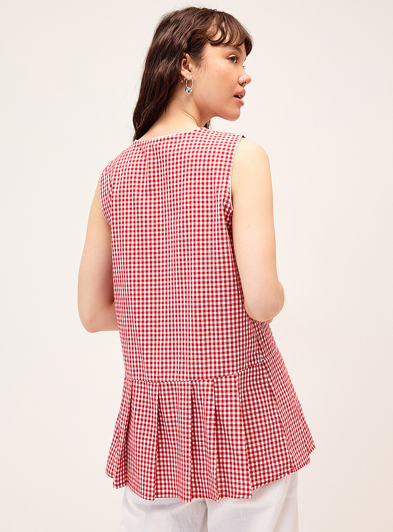 Twik Navy gingham Gingham pattern button-up tunic for women