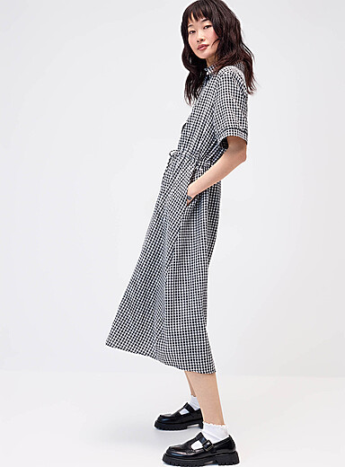Gingham maxi shirtdress