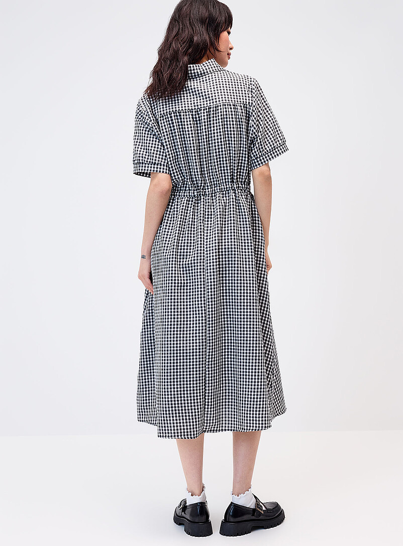 Twik Black Gingham maxi shirtdress for women
