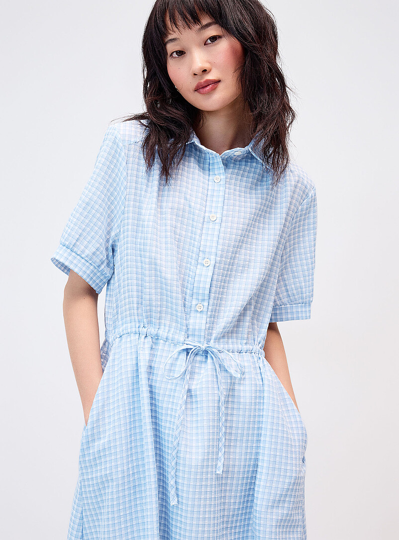 Twik Black Gingham maxi shirtdress for women
