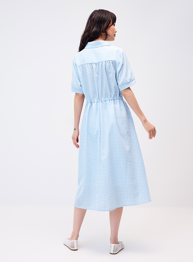 Twik: La robe chemise maxi vichy Noir pour femme