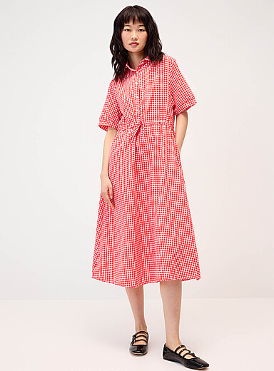Gingham maxi shirtdress