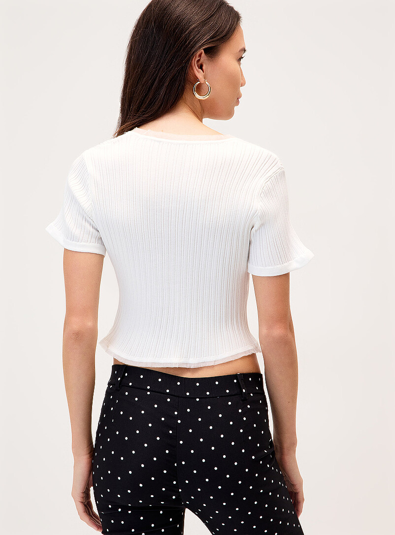 Twik: Le t-shirt fermoirs n&oelig;uds Blanc pour femme