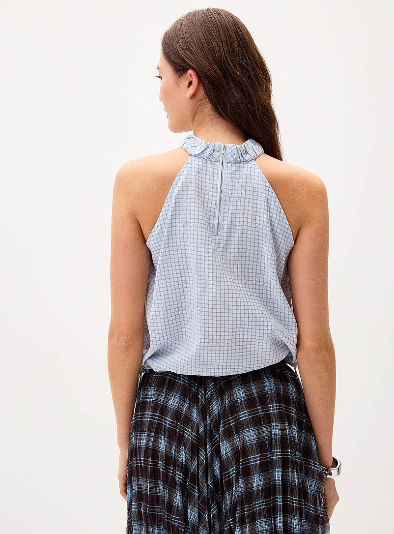 Twik: La camisole bouffante minicarreaux Blanc &agrave; motifs pour femme