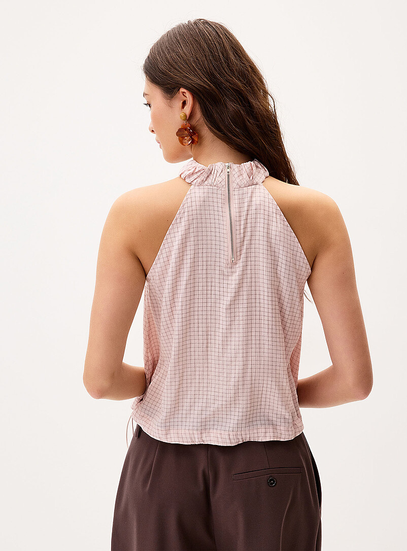Twik Patterned White Mini-checkers puffy cami for women