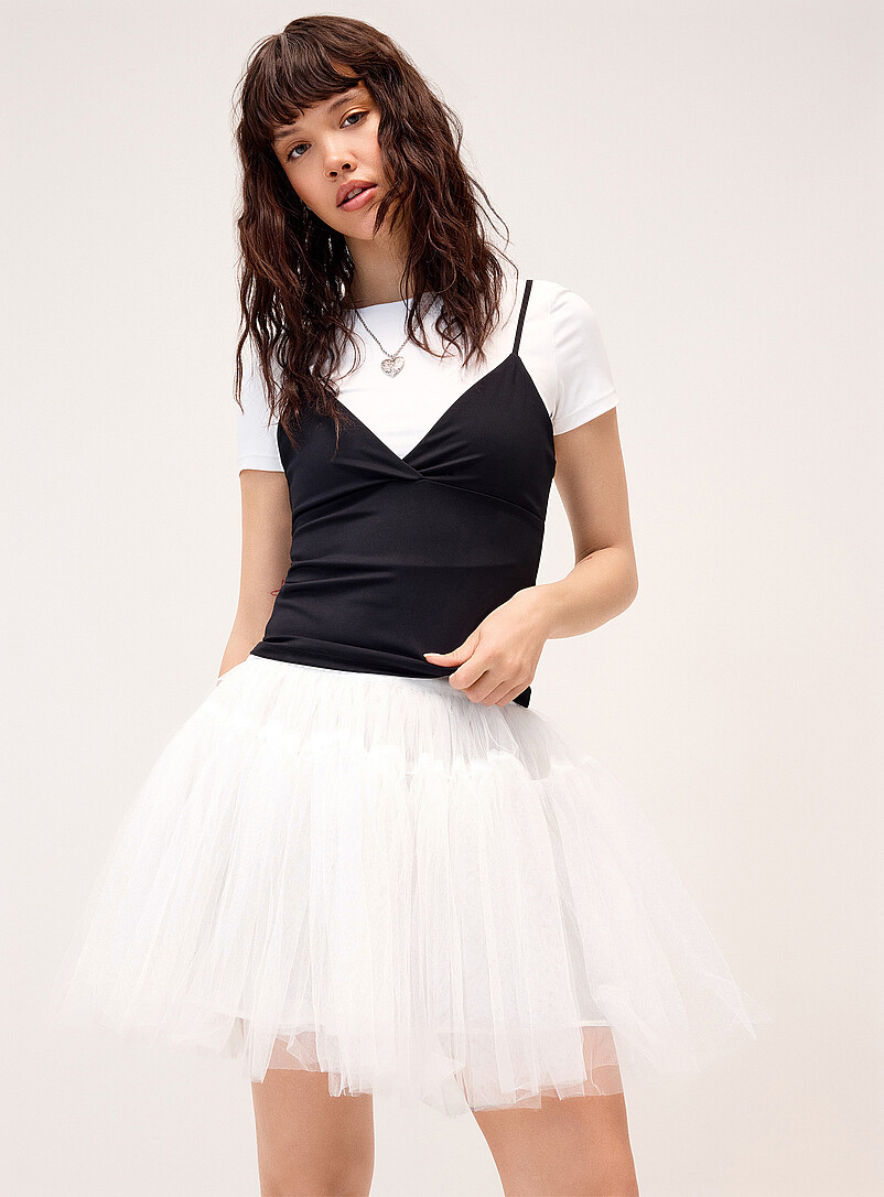 Twik: La minijupe bouffante organza Blanc pour femme