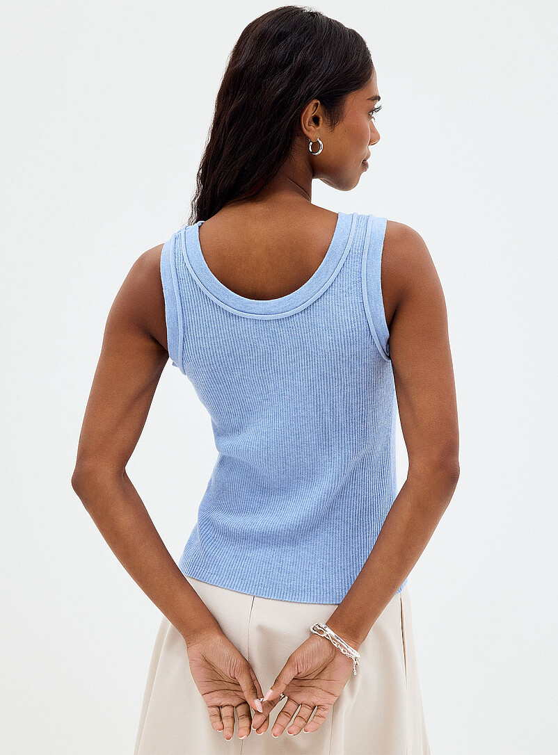 Contemporaine: La camisole doux tricot c&ocirc;tel&eacute; Noir pour femme