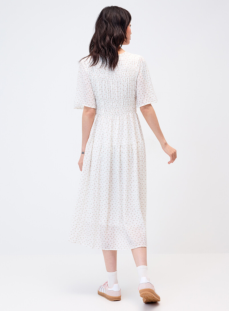 Twik Blue Small flowers smocked maxi dress for women