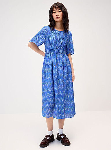 Small flowers smocked maxi dress