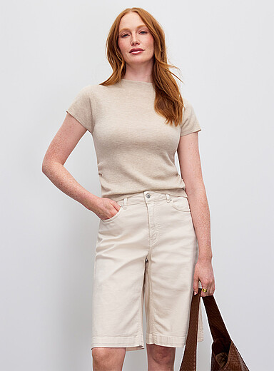 Gathered waist ultra-soft ribbed sweater