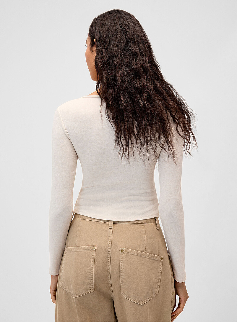 Twik: Le t-shirt boutonn&eacute; effet superposition Gris pour femme
