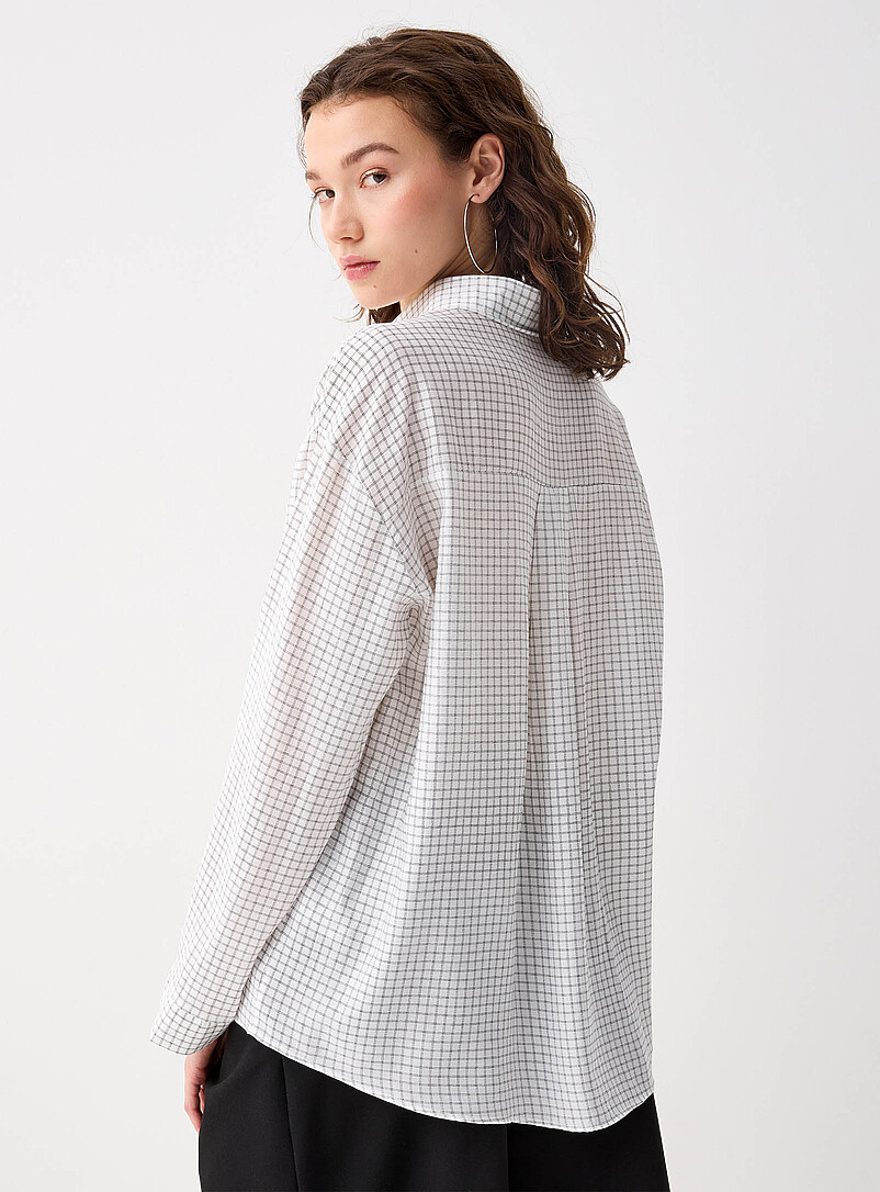 Twik: La chemise minicarreaux Blanc &agrave; motifs pour femme