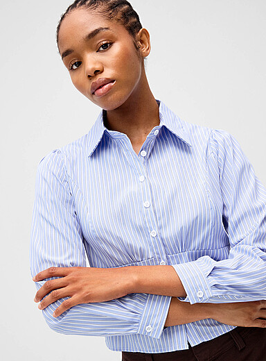 Twik Baby Blue Fitted poplin shirt for women