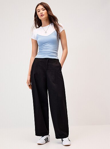 Le pantalon habill&eacute; ballon twill