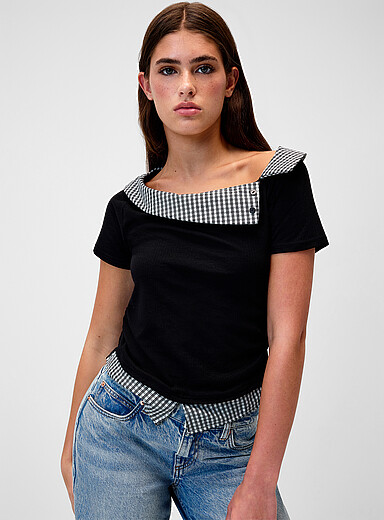 Le t-shirt effet superposition carreaux