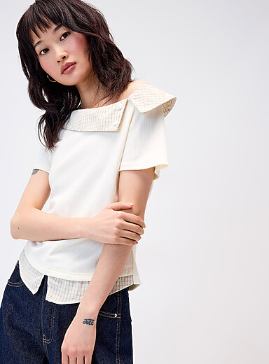 Le t-shirt effet superposition carreaux