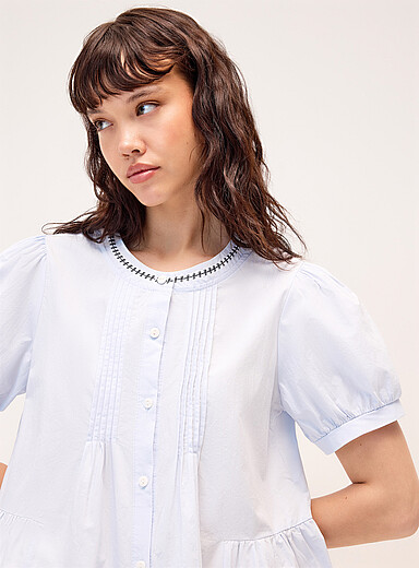 La blouse popeline plis cousus