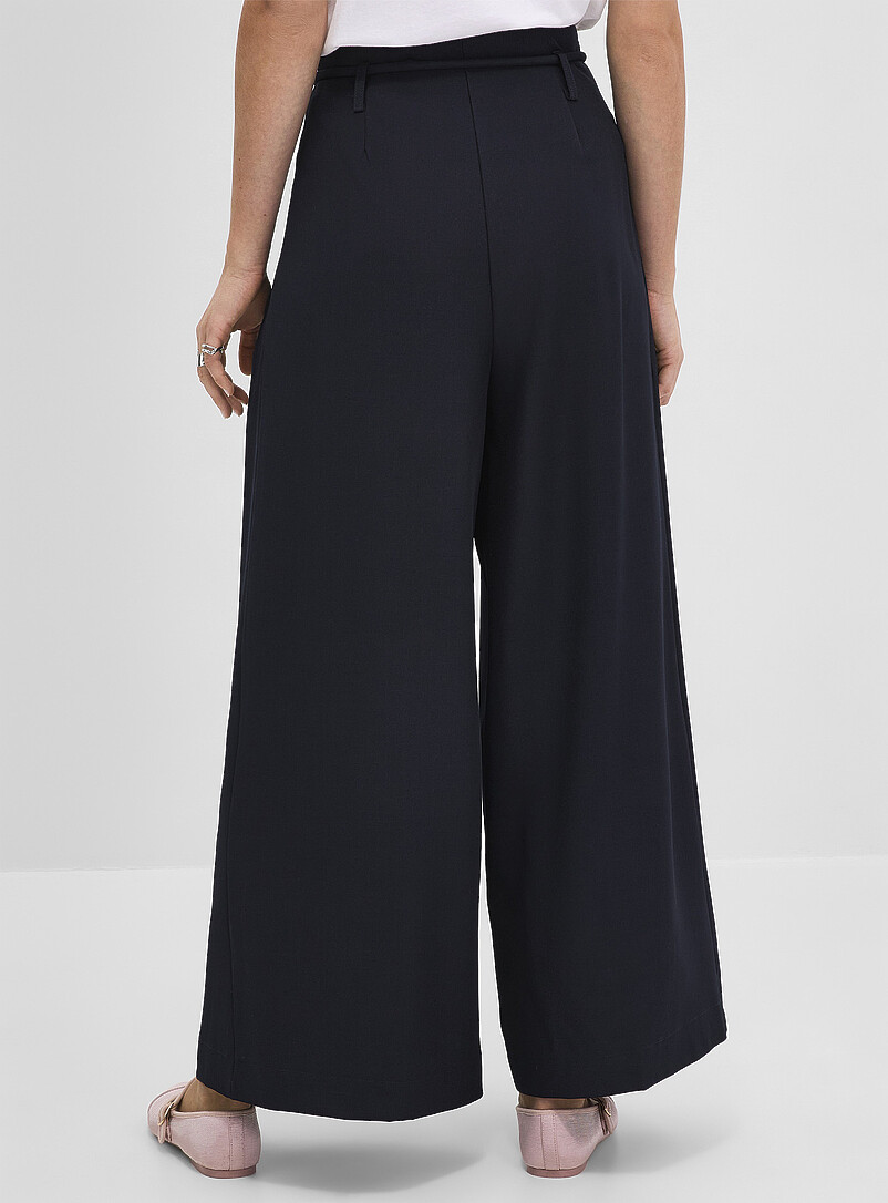 Ic&ocirc;ne Black Pleated-waist ultra-wide pant for women