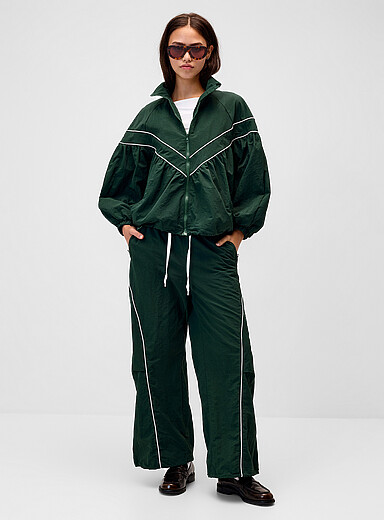 Le pantalon ballon toile rayures contrastes