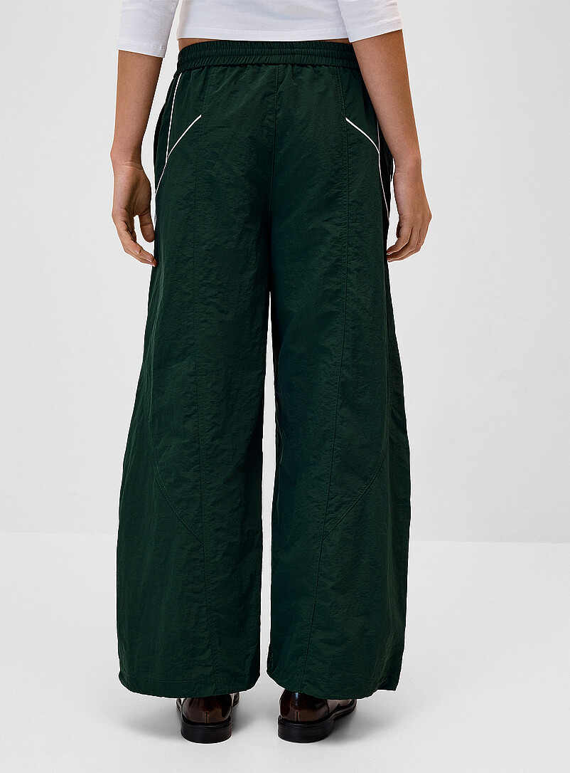 Twik Black Contrasting stripes canvas barrel-leg pant for women
