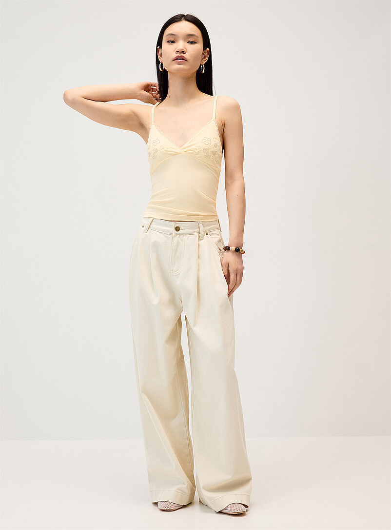 Twik Sand Wide-leg pleated jean for women