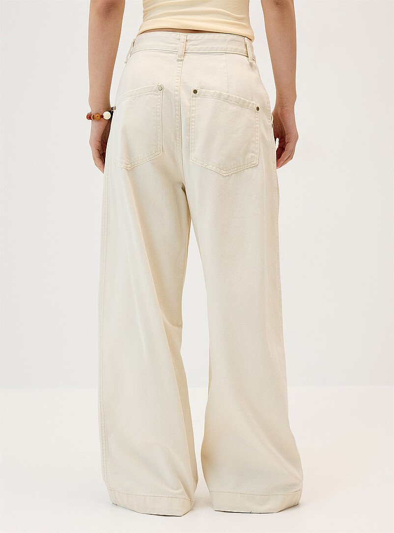 Twik: Le jean pliss&eacute; jambe large Sable pour femme