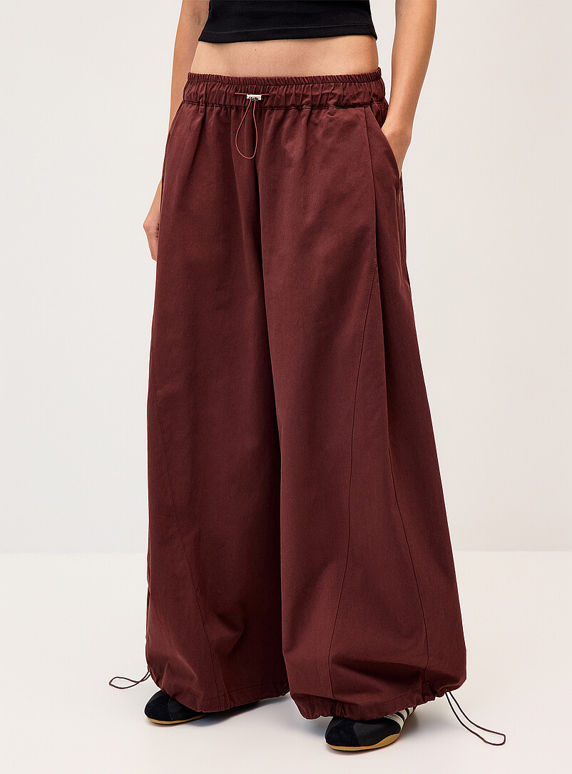 Twik Navy/Midnight Blue Toggle-waist barrel-leg twill pant for women