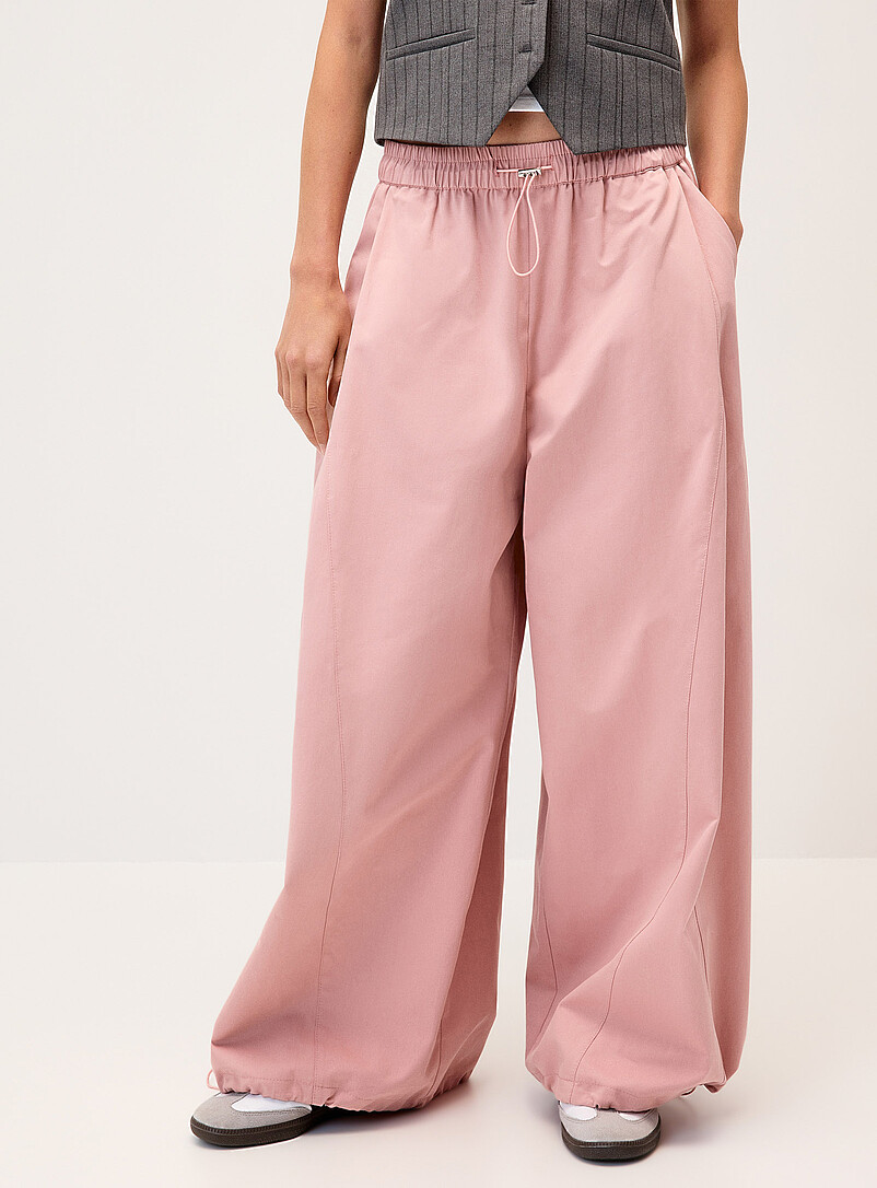 Twik: Le pantalon ballon twill taille barillet Blanc cass&eacute; pour femme