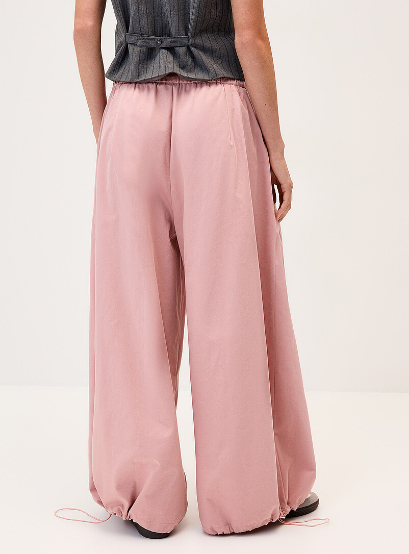 Twik: Le pantalon ballon twill taille barillet Blanc cass&eacute; pour femme