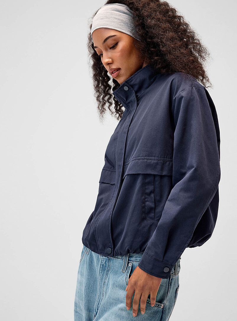 Twik: Le blouson twill col montant boutonn&eacute; Chocolat - Espresso pour femme