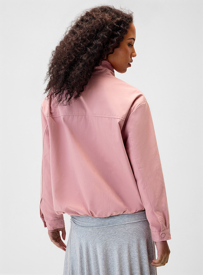 Twik: Le blouson twill col montant boutonn&eacute; Chocolat - Espresso pour femme