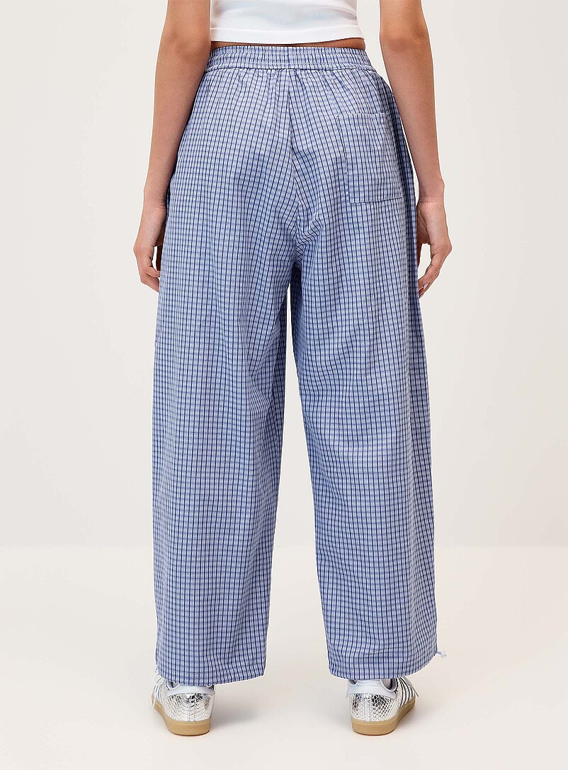 Twik: Le pantalon ballon popeline &agrave; carreaux Noir &agrave; motifs pour femme