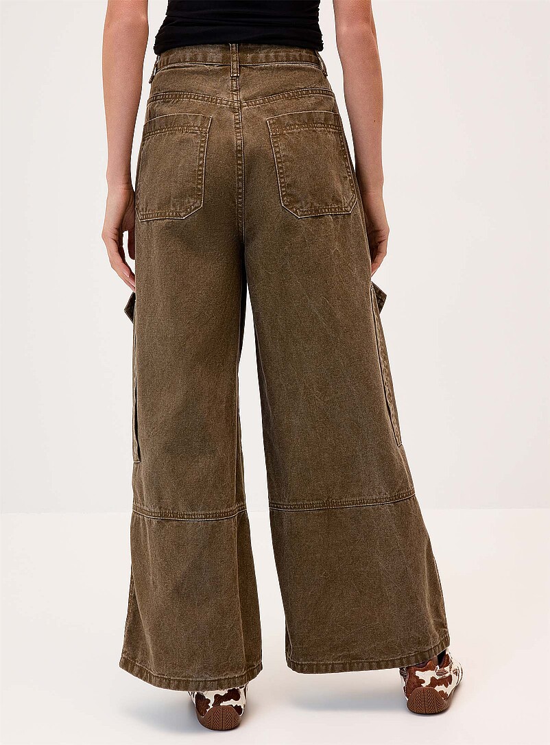 Twik Light beige Wide-leg cargo jean for women