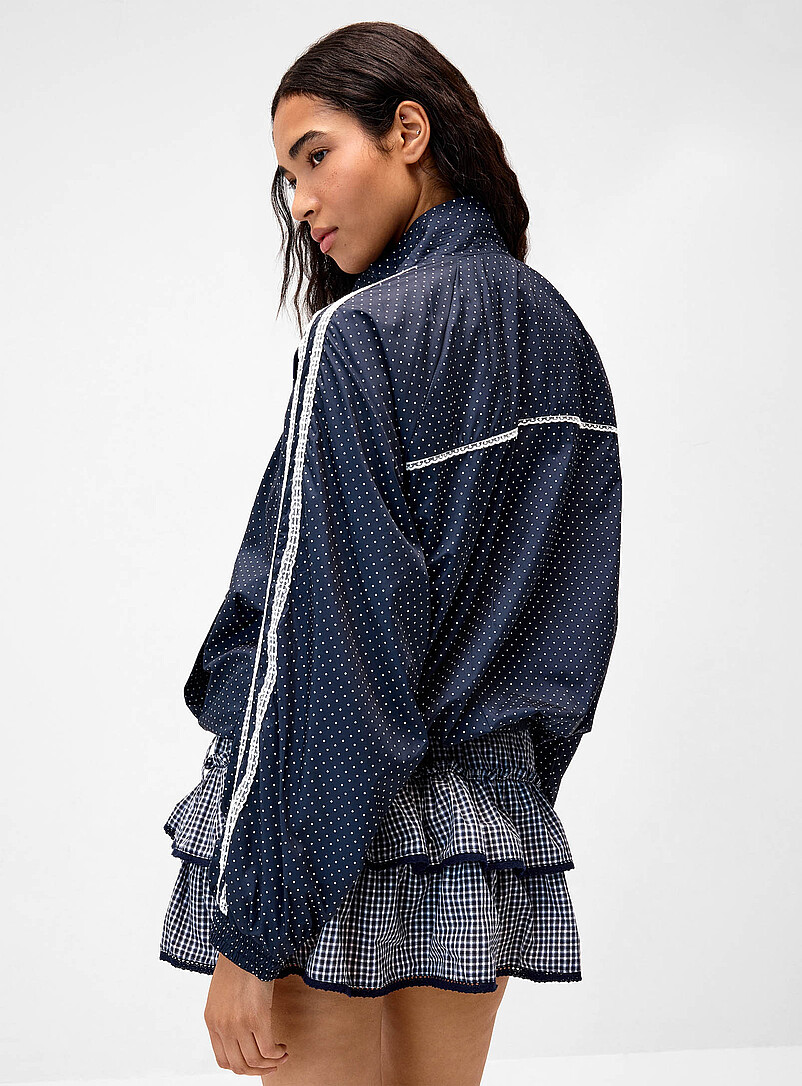 Twik: Le blouson pois et crochet Bleu &agrave; motifs pour femme