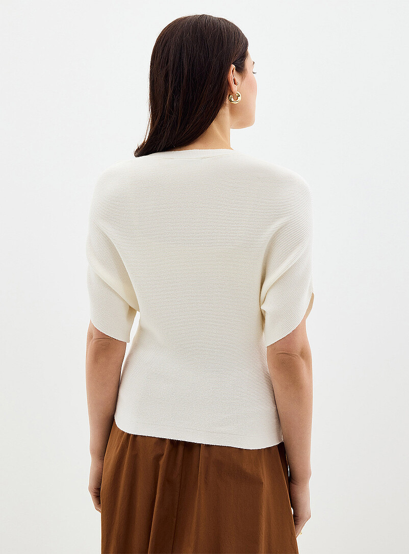 Contemporaine Off White Fitted waist ottoman sweater for women