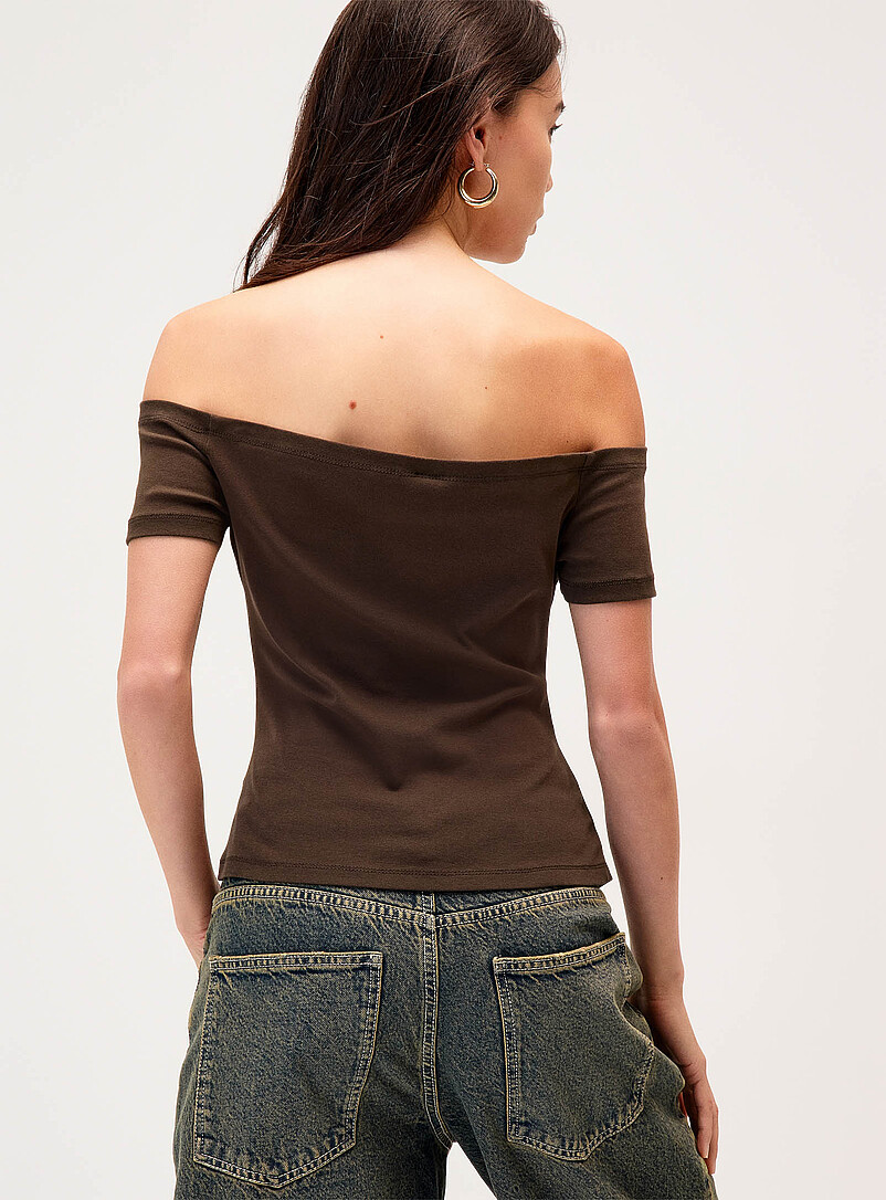 Twik Brown Faded effect ruched T-shirt for women