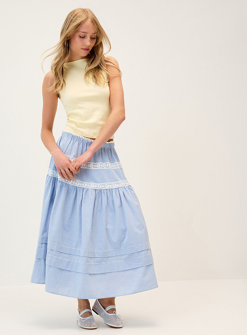 Twik: La jupe maxi accents dentelle Blanc pour femme